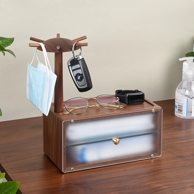 

Solid wood desktop entrance key storage ornament