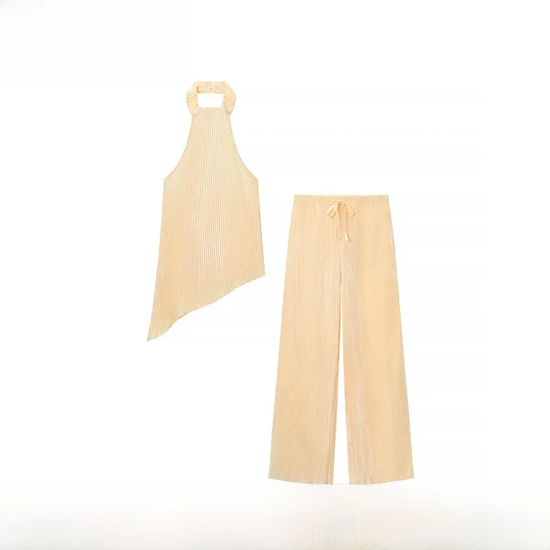 

Spring Summer New Arrival Women's Casual Asymmetrical Slimming Fashionable Simple ZR Style Two-Piece Set Long Sleeveless Hoodie
