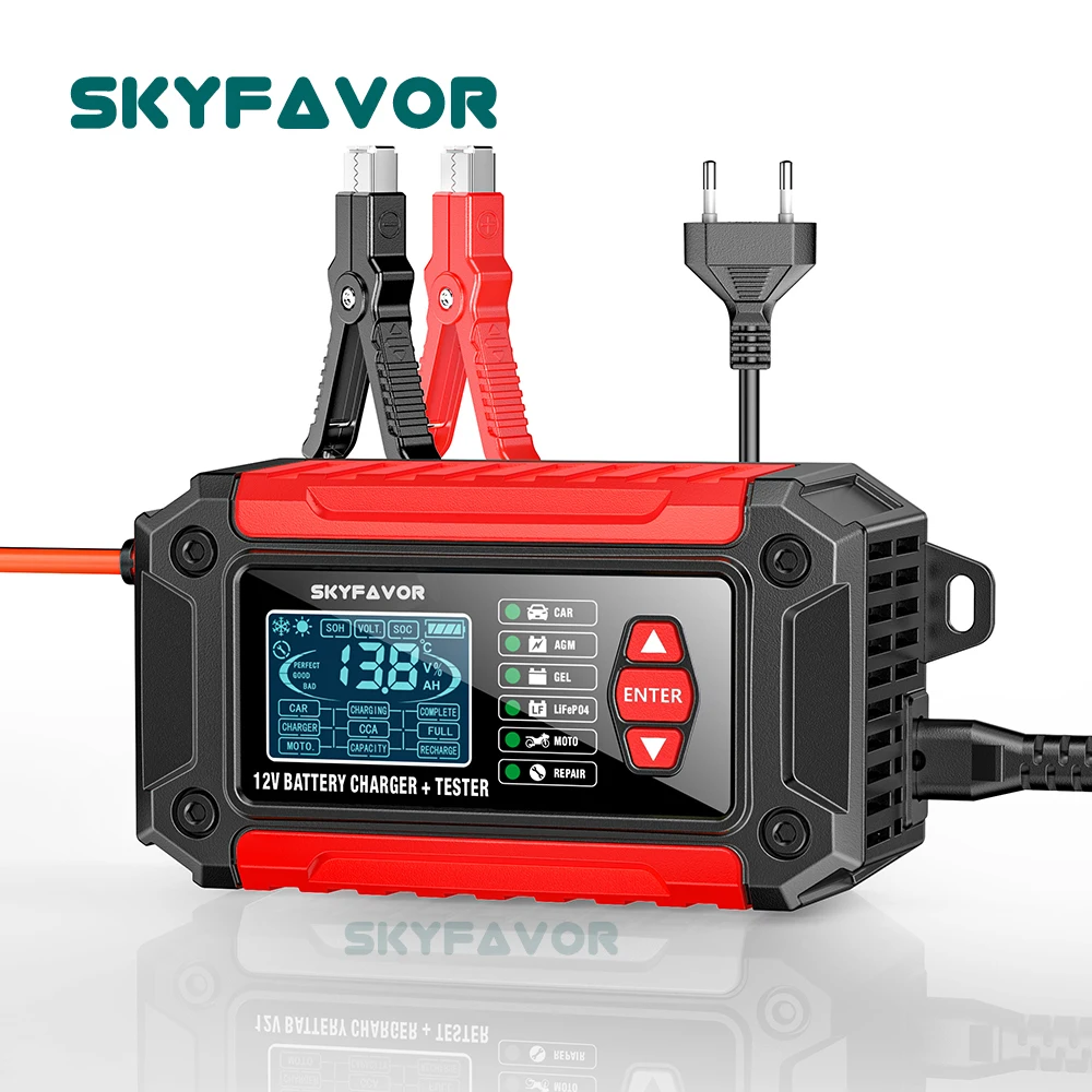 

New Arrival Multi-function car battery charger 12V 6A automatic lead acid pulse repair battery tester 12V GEL AGM analyzer