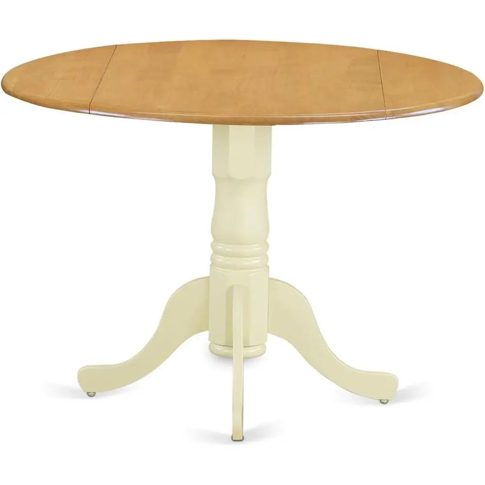 Elegant Antique-Style Round Dining Table in Oak and Buttermilk, Perfect for Small Spaces, 42 Diameter