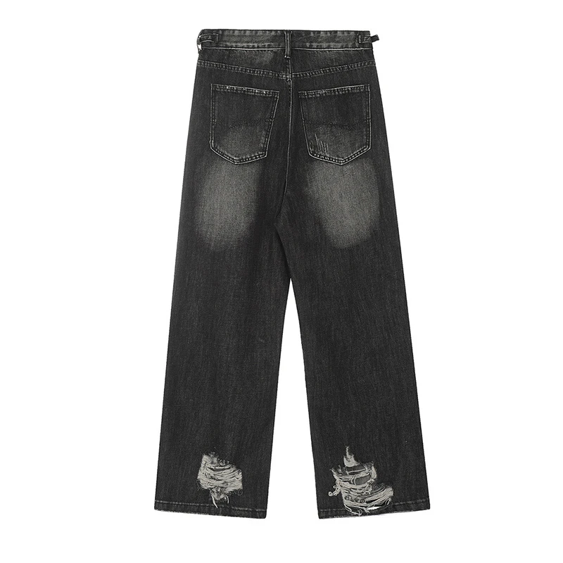 PFNW Worn-out Beggar Men's Jeans High Street Trendy Washed Straight Trousers Loose Wide Leg Denim Pants Summer Tide 2024 28W3512