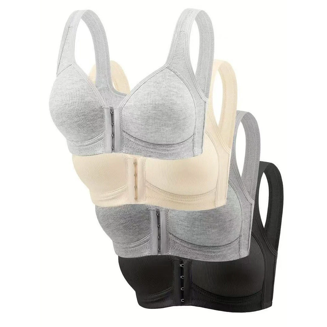 ملابس داخلية نسائية خالية من الأسلاك وإغلاق أمامي بلون واحد حمالة صدر رافعة للأعلى تعتبر أكثر من الملابس الداخلية الفردية في منتصف العمر وكبار السن