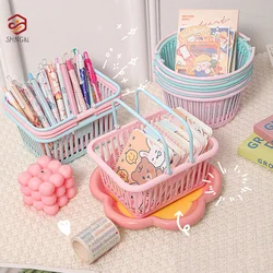 1pc Small Plastic Home Storage Basket Portable Shopping Storage Box Desktop Sundries Toy Fruit Stationery Organizer