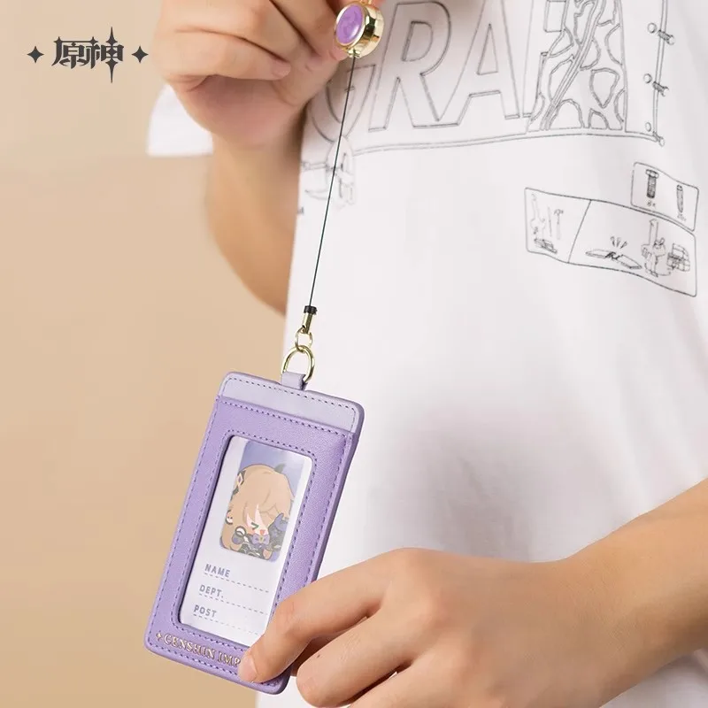 Juego oficial Genshin Impact Zhongli Klee, soporte para sesión fotográfica de dibujos animados, llavero, funda para foto, funda para tarjeta de identificación, bolso de estudiante, colgante, regalo