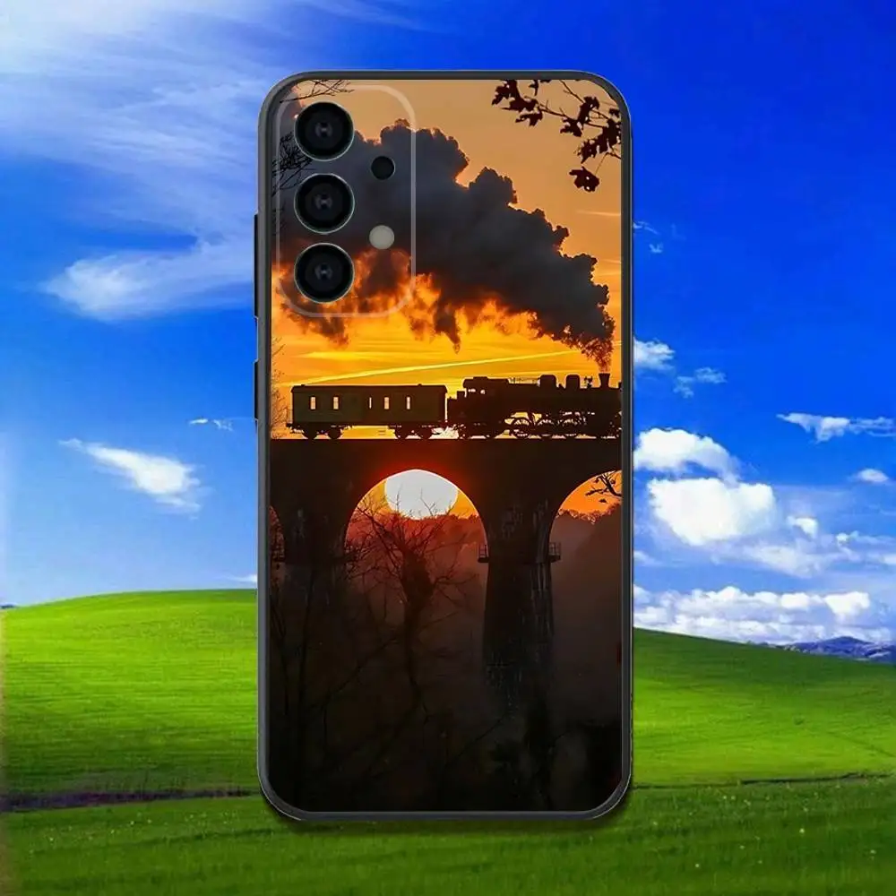 เคสโทรศัพท์รถไฟไอน้ำคลาสสิกสำหรับซัมซุง กาแล็คซี่ A13,A21s,A22,A31,A32,A52,A53,A71,A80,เคสสีดำนุ่ม