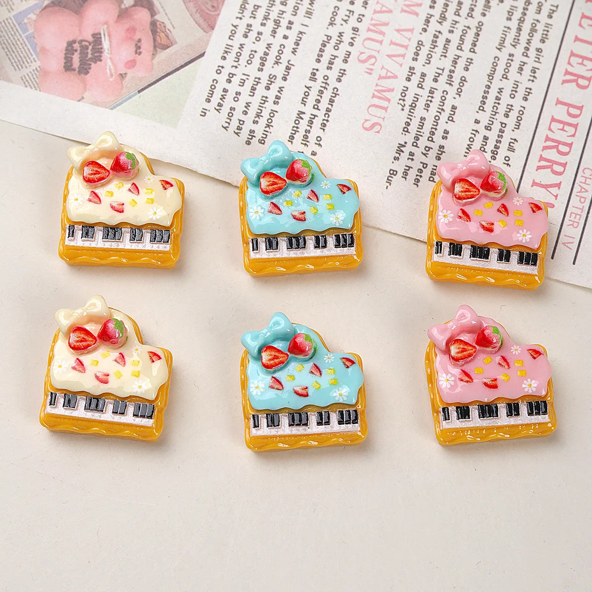 100pcs Kawaii Cartoon Simulation Fruit Piano DIY Accessories for Phone Case Hairpin Keychain Earrings Scrapbook Accessories