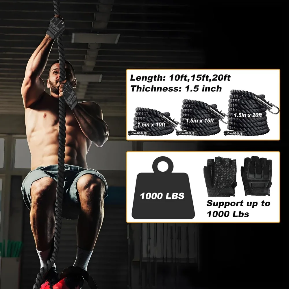 CQClimbing Rope Diameter Feet Length Gym Climbing Rope for Workout Fitness & Strength Training, Gym Rope,Exercise Climbing Rop