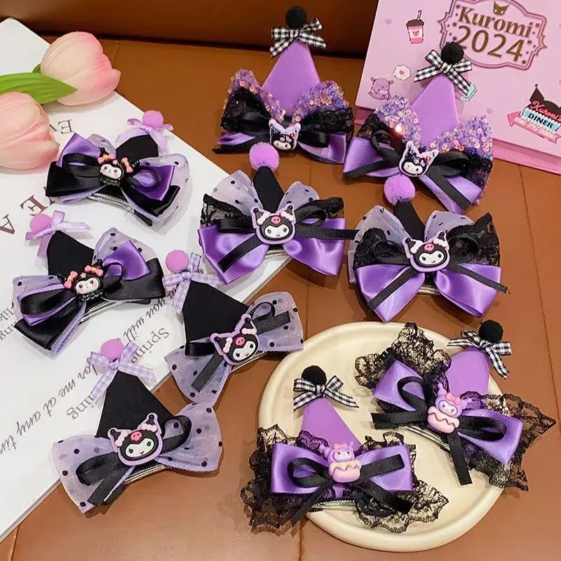 

for Kuromi black cat ear hairpin Kuromi anime peripheral bow hairpin cartoon female birthday gift