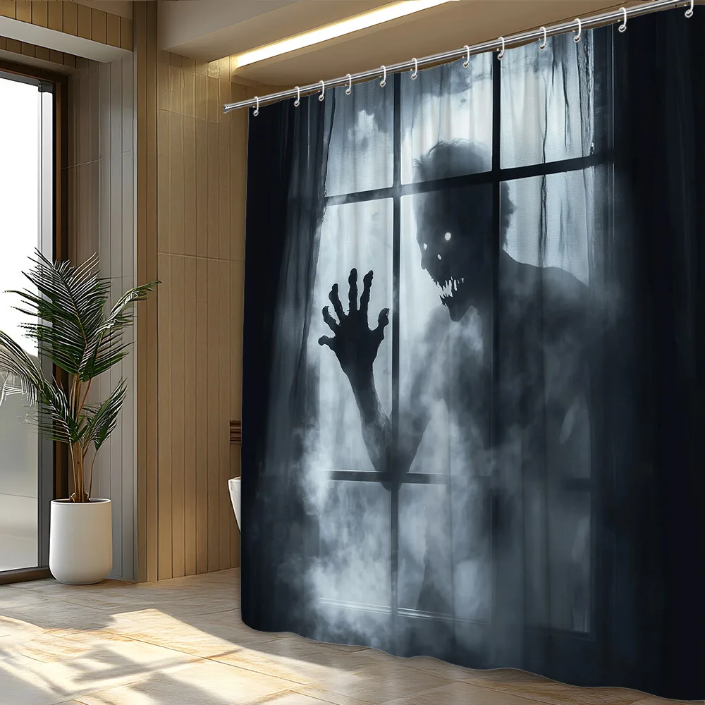 Spooky Ghost Figure Shower Curtain Halloween Horror Bathroom Decor Scary Man Cave Shower Curtain