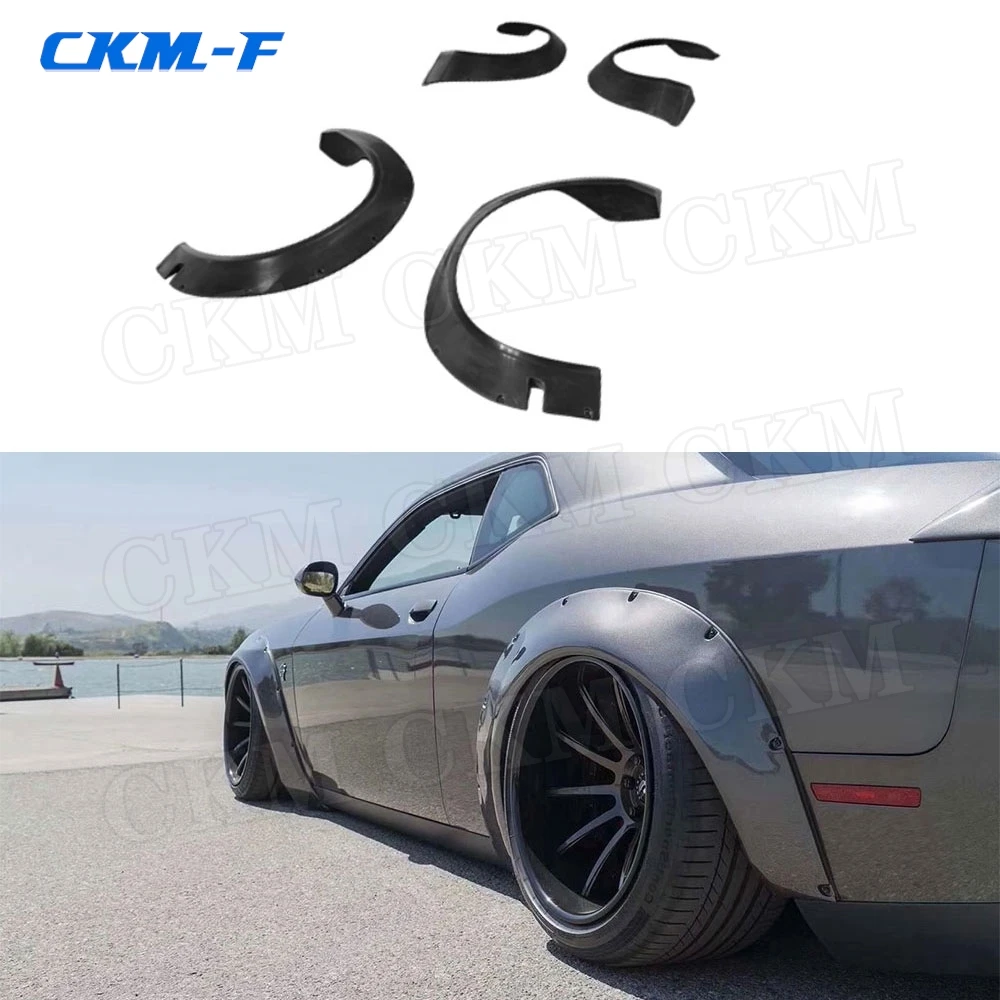 FRP Unpainted Black Front Headlight Eyebrows Eyelids Trim Sticker Protect for Dodge Challenger LB Style Auto Car Decoration