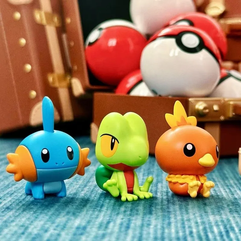With Box Pokemon First Partners Blind‑box 3Pcs Starter Figurines + 3 Pokeballs, Anime Figure Toys with Vintage Storage Case view 6