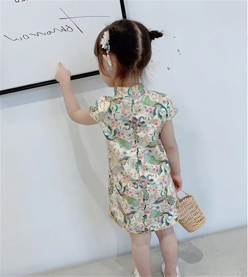 Baby Dress Cheongsam Casual Girl Qipao Modern Kids Traditional Chinese Clothes Girls Hanfu Tang Summer Children Dresses Vestidos