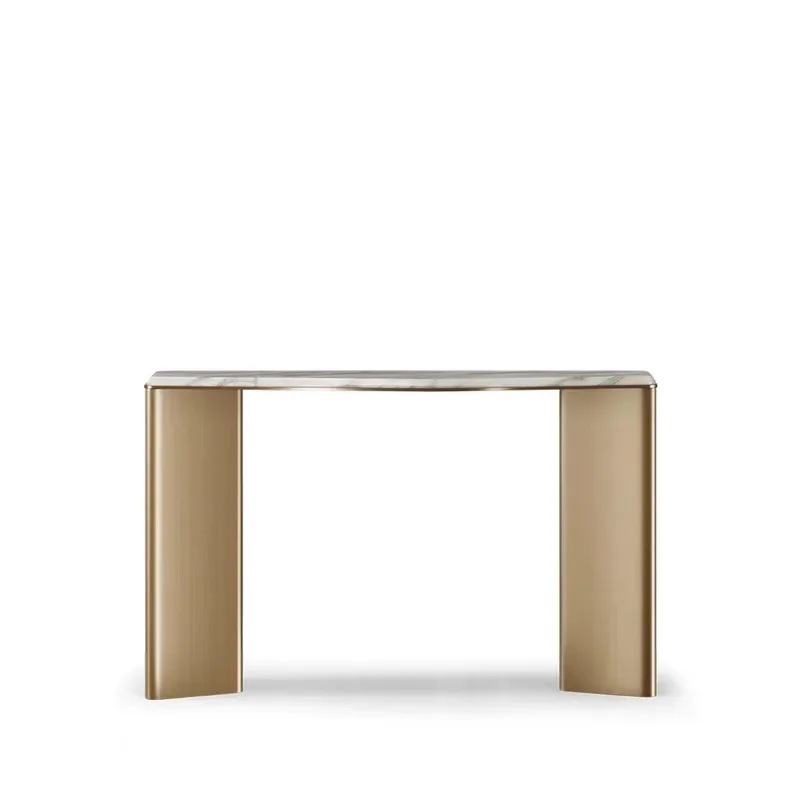 Light luxury rock slab entrance table, living room entry model room against the wall end view table, Italian simplicity