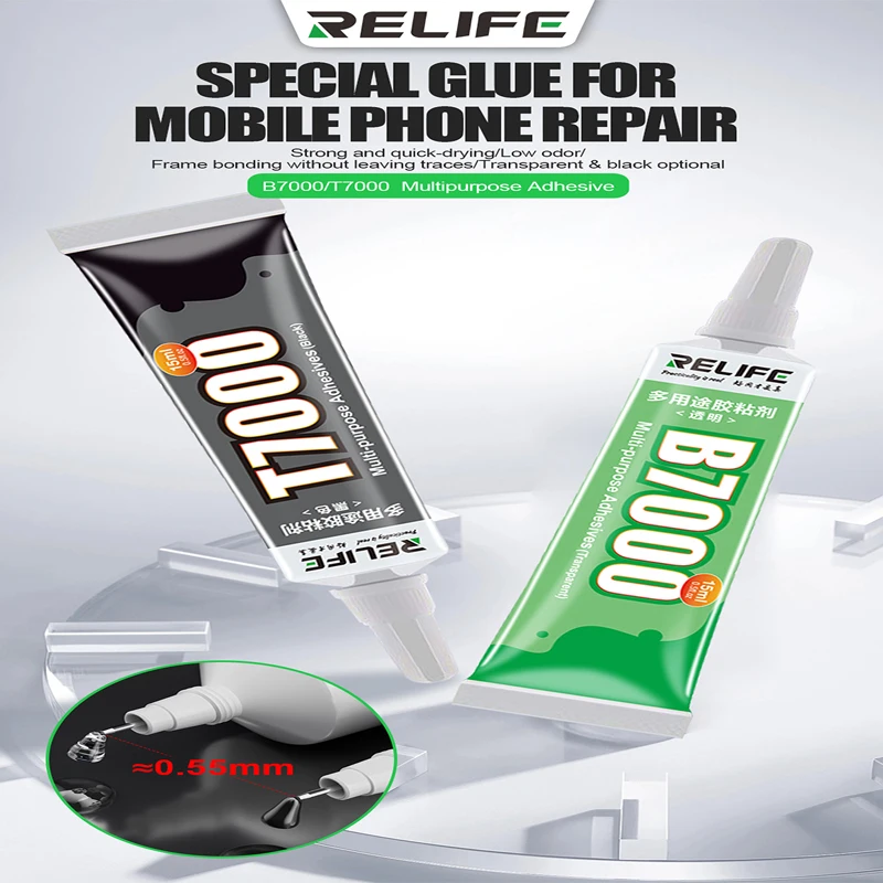 RELIFE 15ML T-7000 B-7000  Multipurpose Transparent/Black Adhesive for Mobile Phone Border LCD Display Back Cover Repair