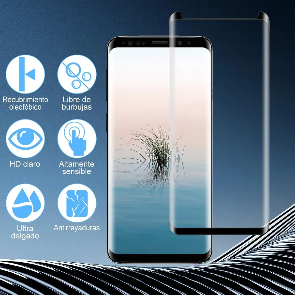 لهاتف Samsung Galaxy S8 S9 واقي شاشة عالي الوضوح مضاد للسقوط من الزجاج المقسى #2