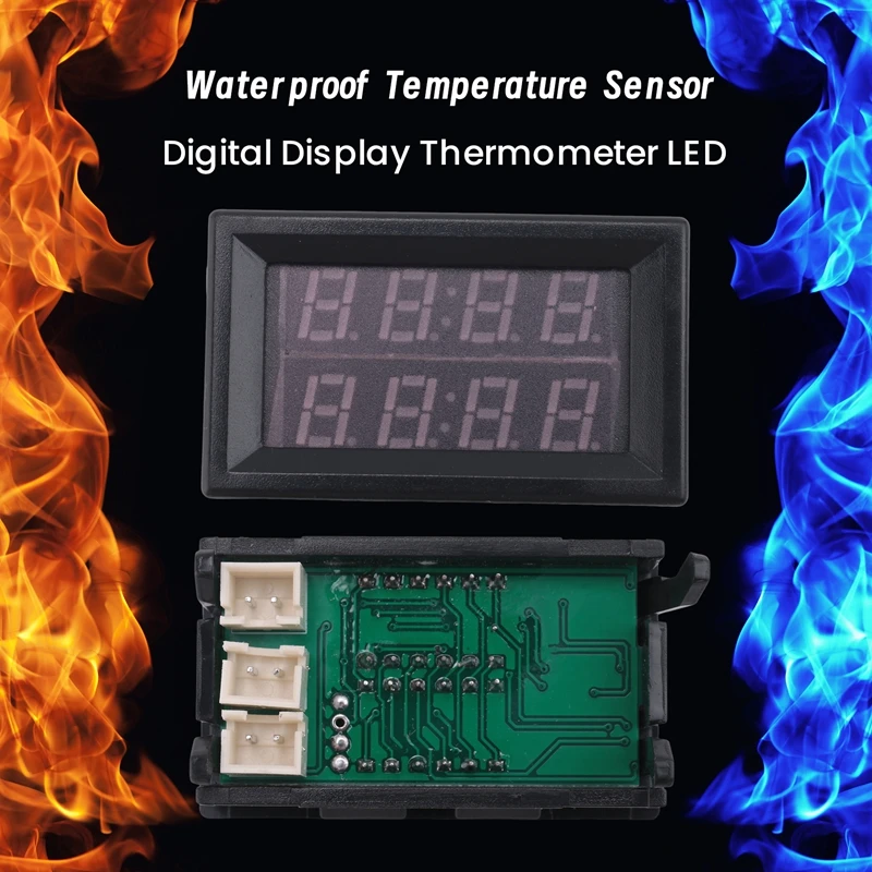 FULL-Dual Red LED Digital Display เครื่องวัดอุณหภูมิเซ็นเซอร์อุณหภูมิกันน้ํา 0.56 นิ้ว
