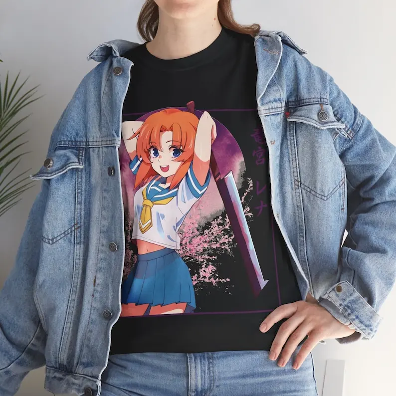 Higurashi no Naku Koro ni When They Cry Rena Ryuuguu Aesthetic Anime Unisex Heavy Cotton Tee