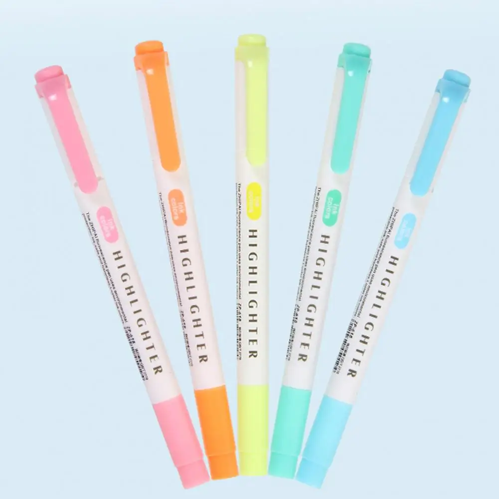 Practical Highlighter Pen Lightweight Uniform Ink Output Comfortable Grip Fluorescent Marker Pen Stationery Supplies