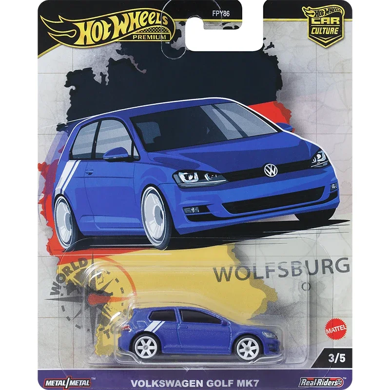 Hot Wheels-vehículo de juguete de la gira mundial para niños, modelo de aleación de vehículo fundido a presión, Original, Premium Car Culture, Volkswagen Golf MK7, regalo de colección, 1/64