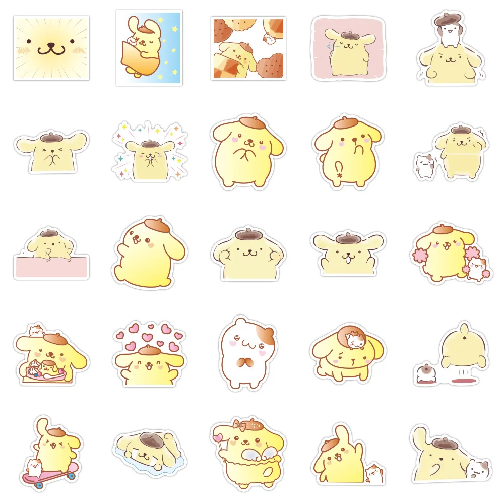 Pegatina de popompurin de 50/60 piezas, bonita funda de teléfono móvil con dibujos de mascotas, Material de decoración de cuenta de mano