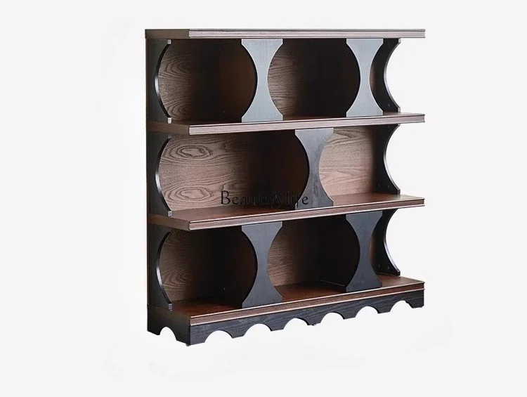 

1*French retro style bookcase Solid wood floor-to-ceiling display Storage combination cabinet against the wall Half wall