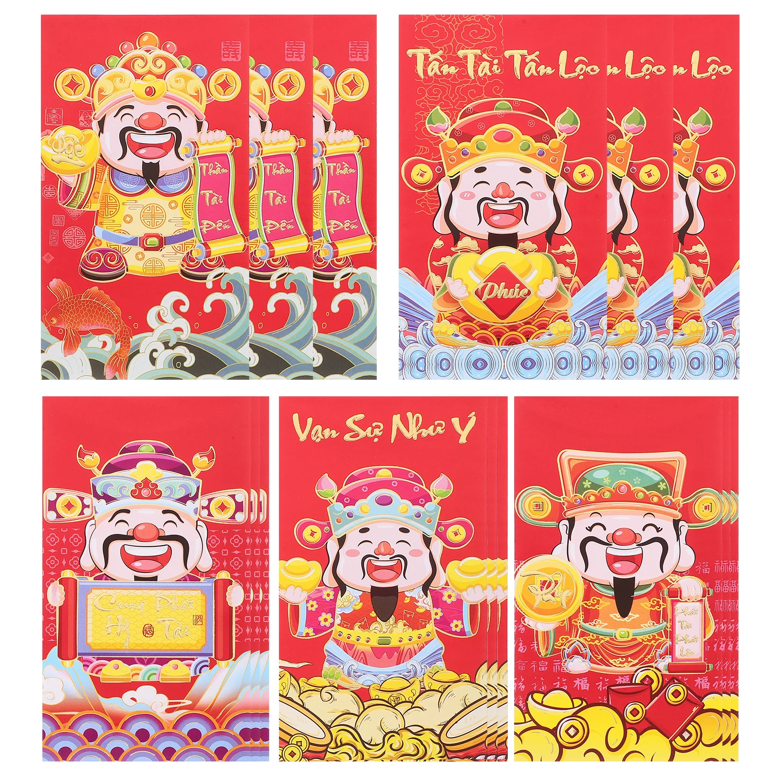 

36pcs 2025 Snake Red Envelopes New Year Lucky Money Bags Vietnamese Style Vibrant Printing Thick Paper Envelopes For Spring