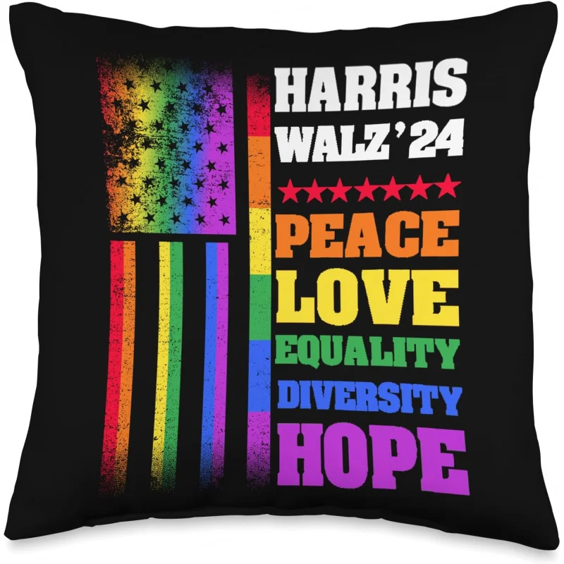 

Kamala Harris Tim Walz 2024 Peace LGBT Harris Walz Waltz Throw pillowcase