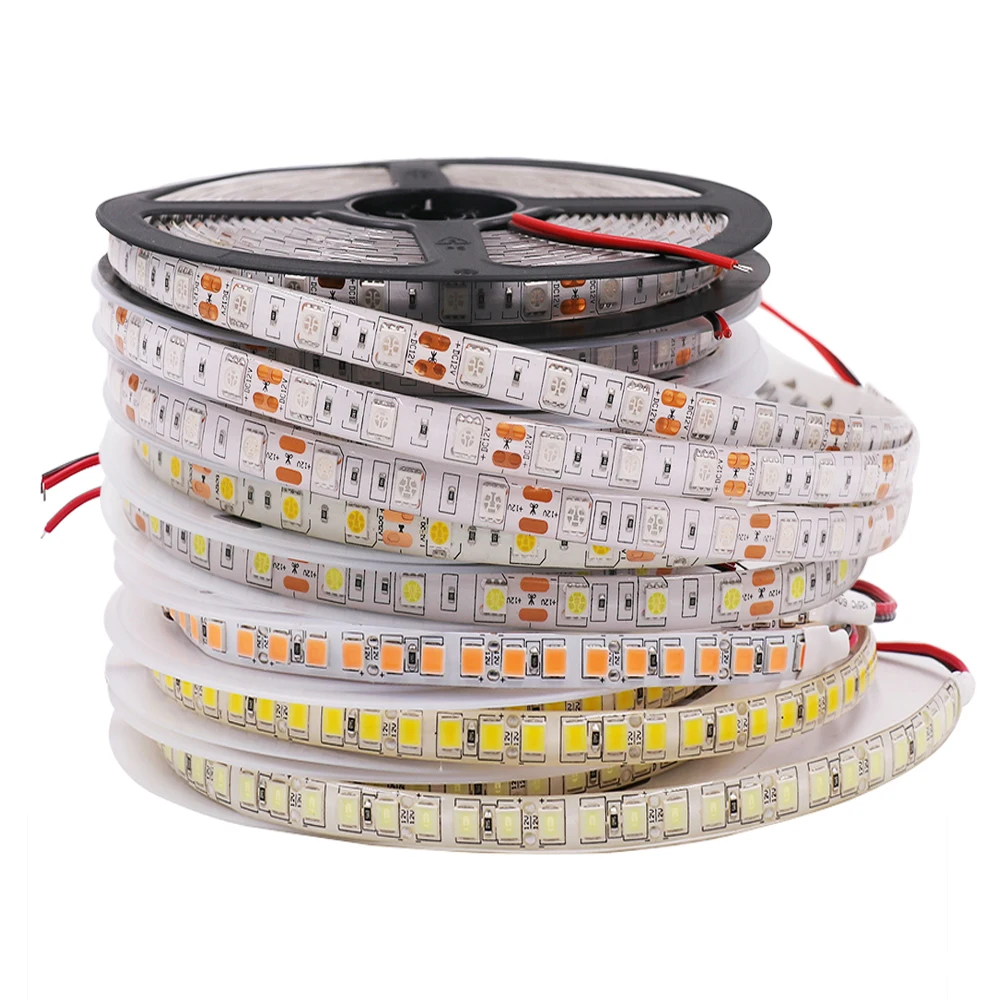 5M taśma ze światełkami LED 12V 2835 listwy RGB LED SMD 5050 5054 wodoodporna wstążka dioda 60/120 leds/m elastyczne Luces taśma Led do pokoju