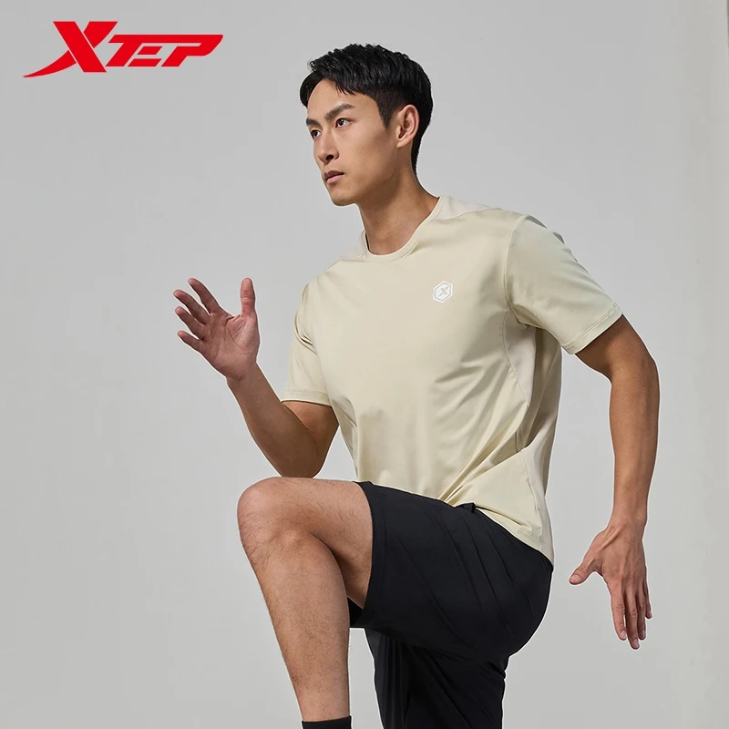 Xtep Short Sleeve Knitted Shirt For Men 2024 Summer Quick-Drying Men\'s T-shirt Sports Breathable Soft Outdoor Tops 876229010173