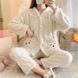 2022 Winter Warm Flannel Women Pyjamas Sets Thick Coral Pijamas Women Fleece Pajama thick flannel Long Pajamas Set for Girl