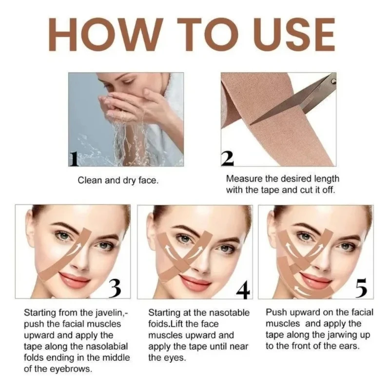 Kinesiologie Tape voor Gezicht V Lijn Hals Ogen Lifting Tape Rimpel Remover Sticker Gezichtsverzorging Tool Bandagem Elastica 2.5 CM * 5 M