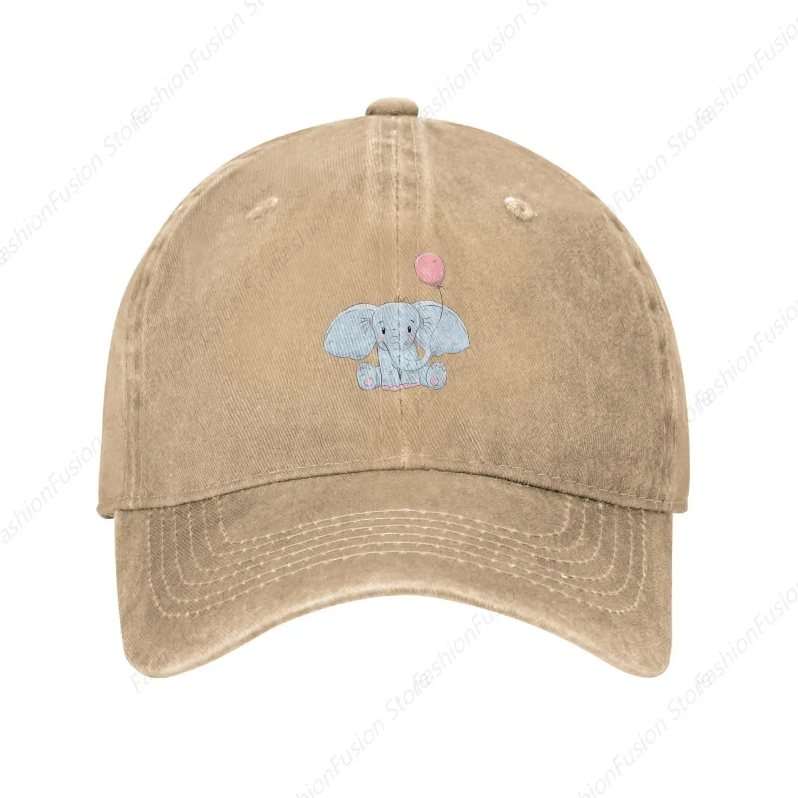 Cute Little Elephant with Balloon Baseball Cap for Men Women Vintage Trucker Hat Golf Hats Dad Ball Cap Unisex Headwear