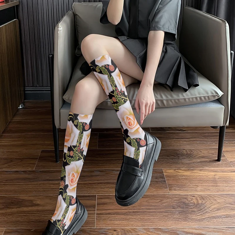 

Women Calf Stockings New Harajuku Fashion 3D Printing Planet Flower Short Stockings Lolita JK Trend Socks Halloween Cosplay