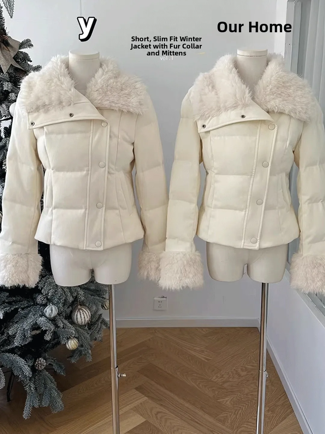 

Korean Sle Thiened Slim Fit Cotton Jaet Women's Winter Outerwear Warm Wool Collar Faionable Straight Tube pe