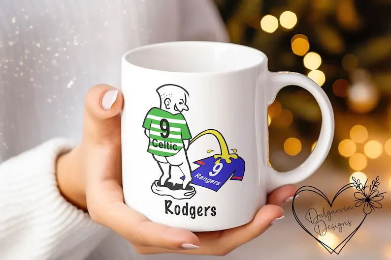 Personalised Celtic Rangers Pee Urinate Mug | Funny Rude Football Gift | ANYNAME