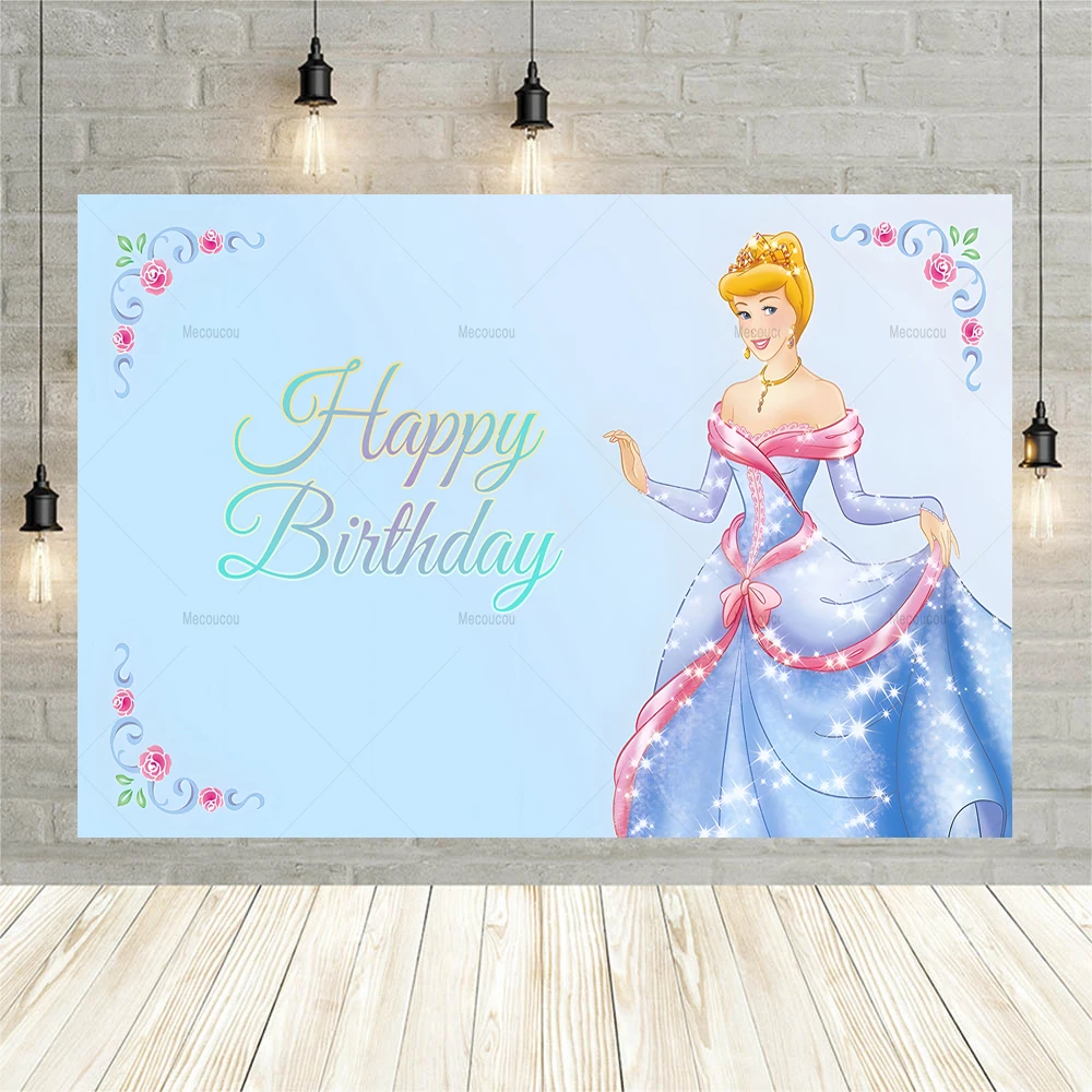 Disney Cinderella Pumpkin Carriage Girls Birthday Party Banner Backdrop Custom Children Room Photography Poster Decor Background