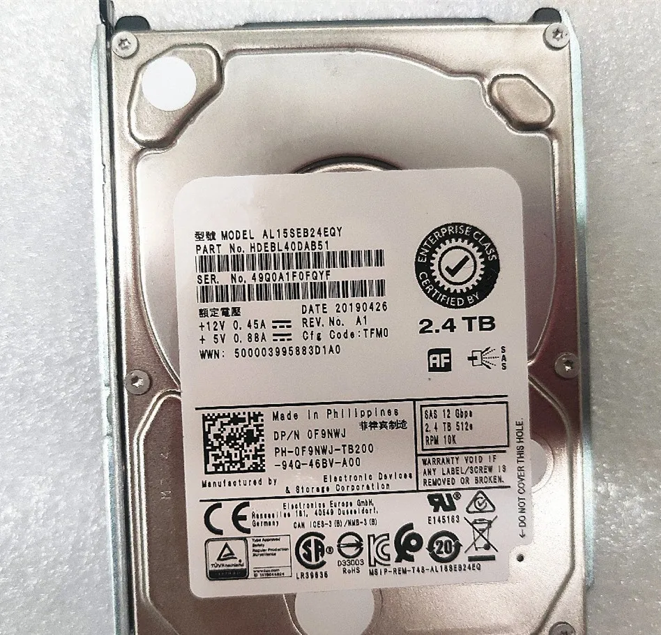 

0F9NWJ F9NWJ 2.4T SAS 10K 2.5' 12G hard drive AL15SEB24EQY 0F9NWJ HDD