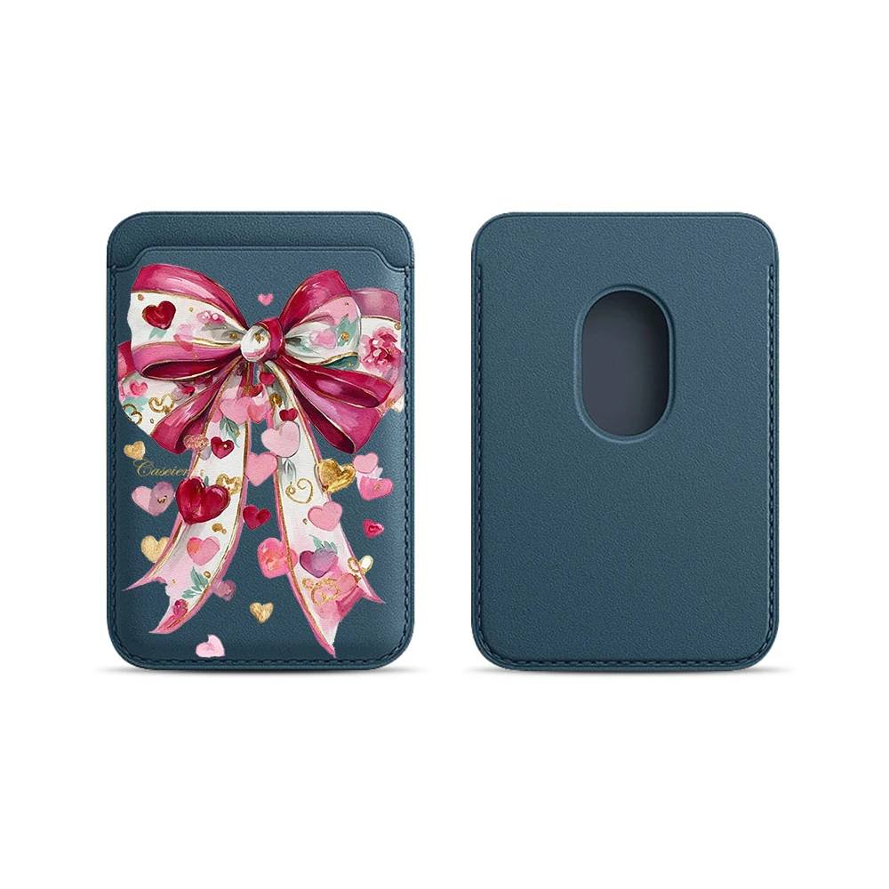 Coquet Rosa Schleife Leder-Kartenetui Handyhülle Kartenhalter Geeignet für alle iPhone-Hüllen Magsafe Magnetische Karten-Handy-Rückentasche – Detail 7