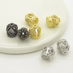 2 Pcs Crown Tassel Bead Cap for Diy Bracelet Necklace Jewelry Making Accessorie Copper Plating Gold Inlay Zircon Beads Wholesale