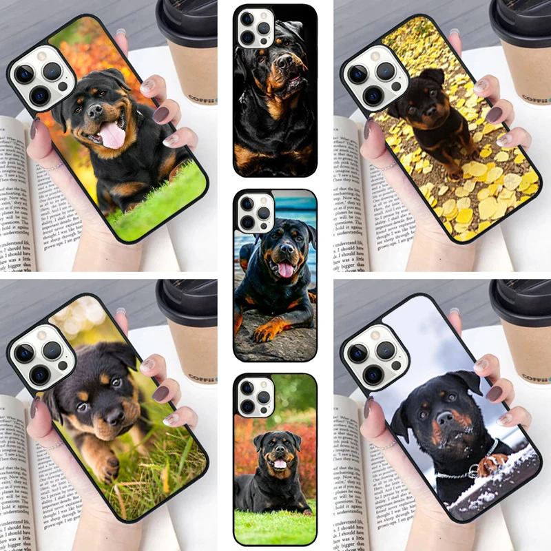 Cute Dog Puppy Rottweiler Phone Case For iPhone SE2020 15 16 14 13 12 11 Pro Max Coque 8 PLUS 7 mini mobile fundas cover