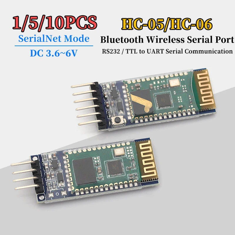 Módulo transceptor Bluetooth integrado HC-05 HC-06 Master-Slave de 6 pines/4 pines, módulo SerialNet para Arduino, 1/5/10 Uds.