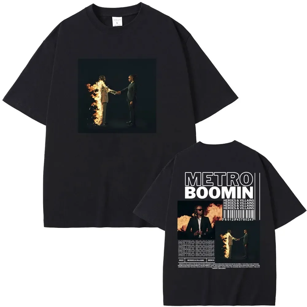 Rapper Metro Boomin Heroes & Villains Music Album Graphics Tshirt Men Hip Hop Oversized T-shirts Male Vintage Black Streetwear