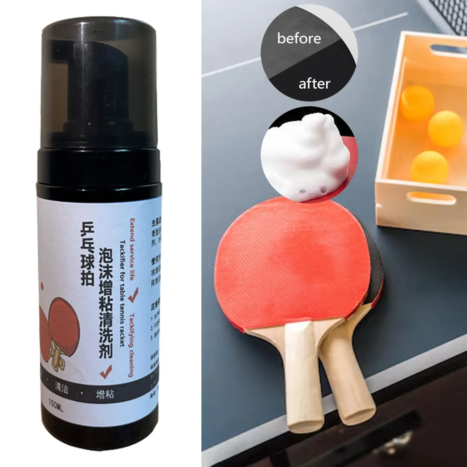 Raquete de tênis de mesa limpador acessórios limpeza tênis de mesa limpador de borracha morcegos ping pong paddle limpador spray de limpeza