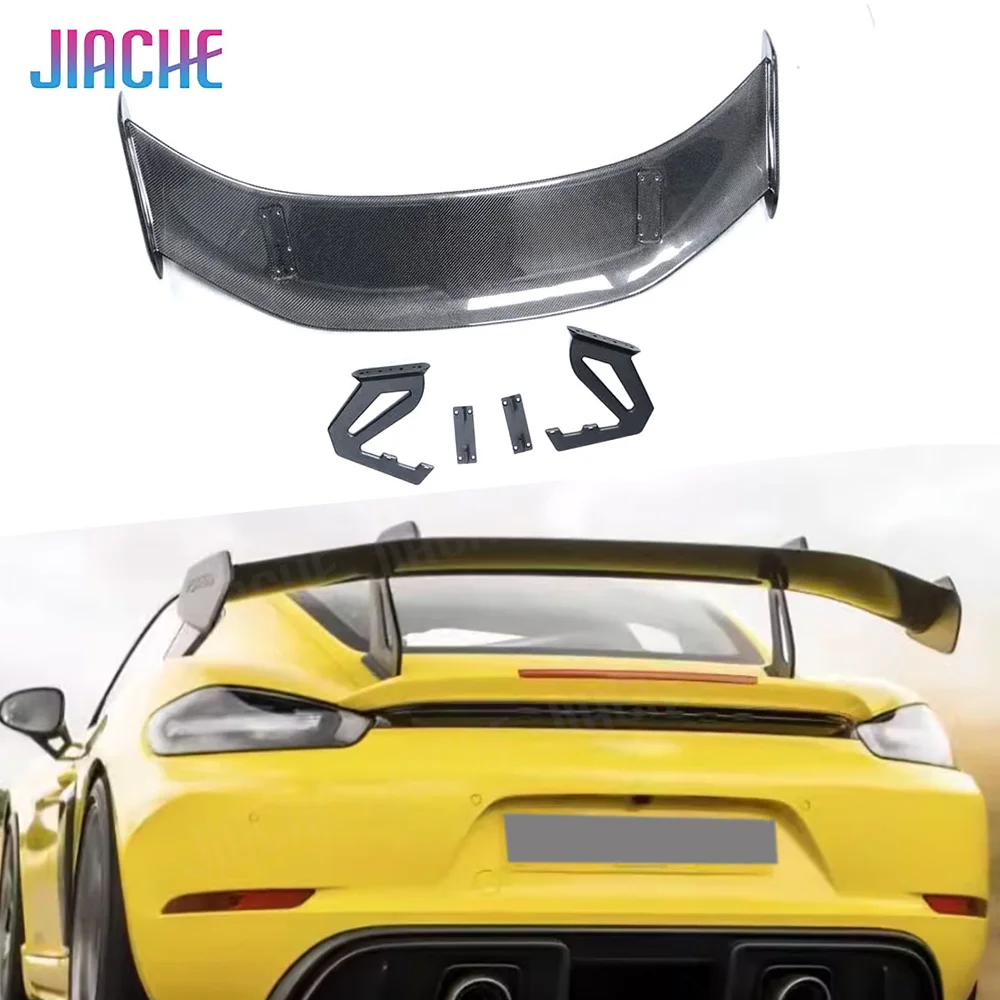 Carbon Fiber Rear Trunk Spoiler Rear Lip Spoiler Wing Rear Boot Wing For Porsche Cayman Boxster 981 986 987 718 GT4 GTRS 2013+