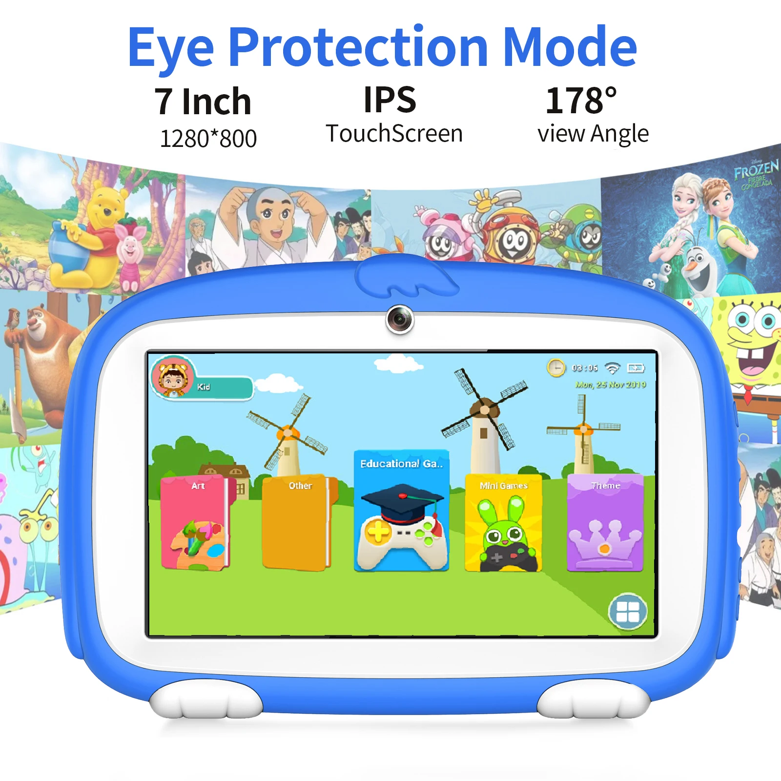 Android Tablet with HD Screen for Kids, Children's Computer, Talking Tablet, Toys Gifts, Computer, 7 in, Bluetooth 4.0