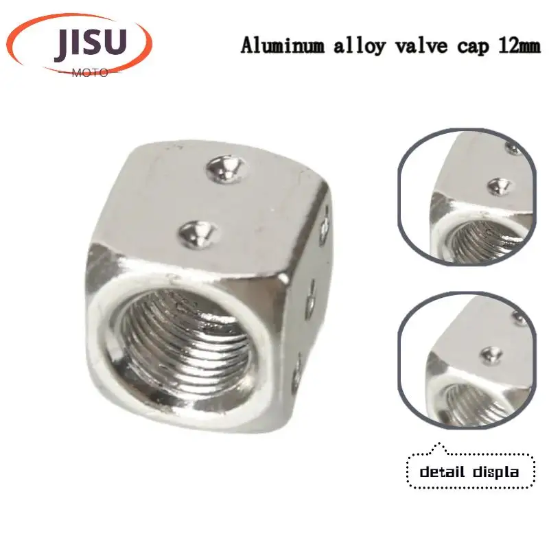ATV Scooter Go-Kart Tires | Cool Accessory Universal 12mm Dice-Shaped Aluminum Valve Caps - Fit Motorcycle