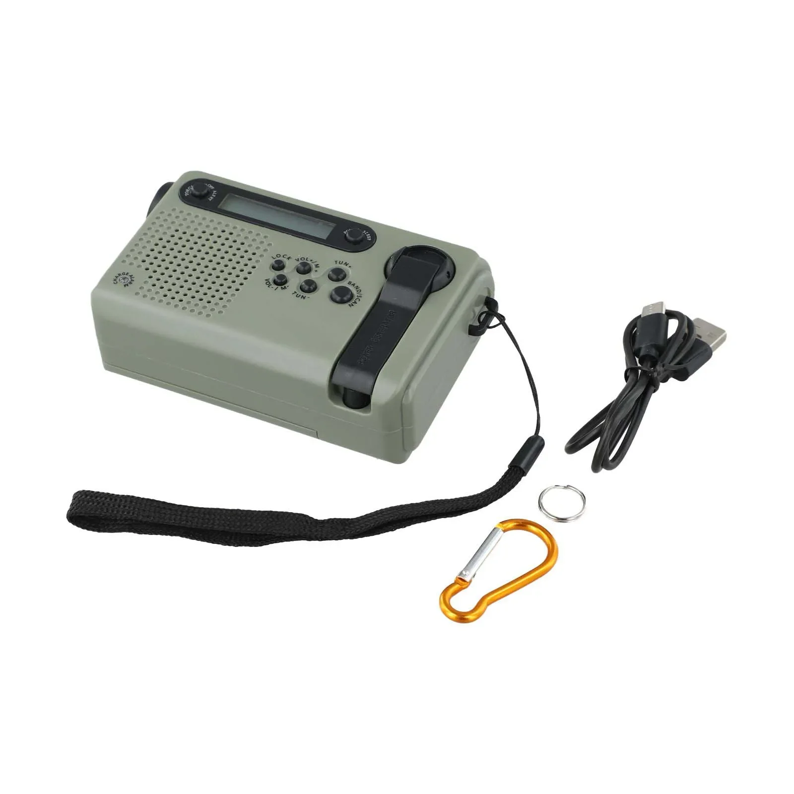 2000mAh Power Bank Solar Hand Crank Radio ABS Material Construction Compact Size Radio Customizable Sleep Timer