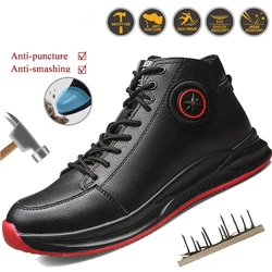 Men's spring and autumn steel toe cap work shoes anti-puncture indestructible sports work boots wear-resistant safety shoes