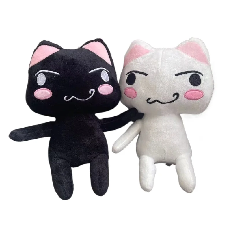 Lovely Toro Inoue Cat Plush Toy Couple Black White Cat Plushie Smiling Cartoon Animal Dolls Room Decoration Birthday Gift