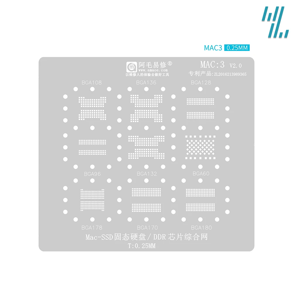 Reballing-Schablone Synthesize MAC1-MAC9 für MacBook Pro A1534 A1706 A1707 A2159 SR2ZY